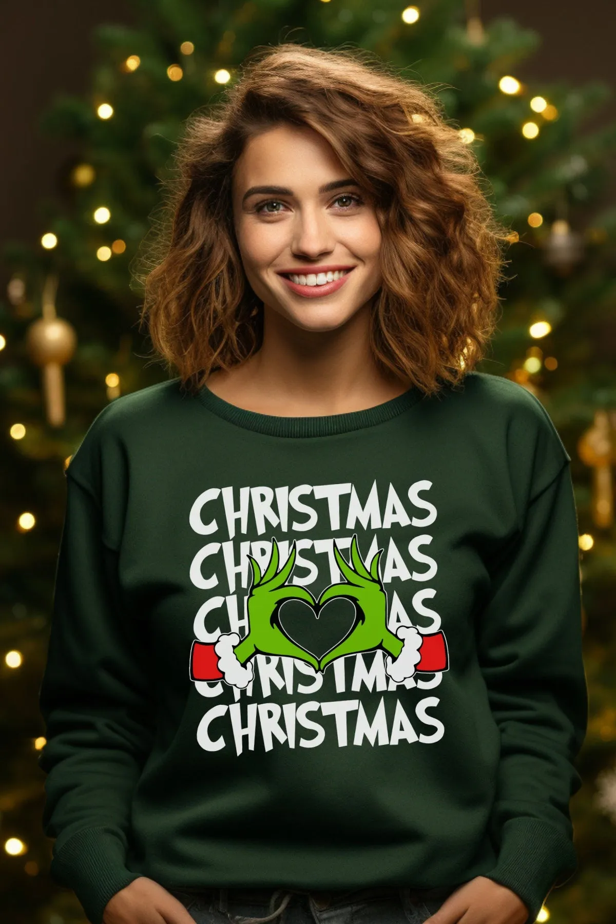 Green Guy Christmas Love Graphic Sweatshirt