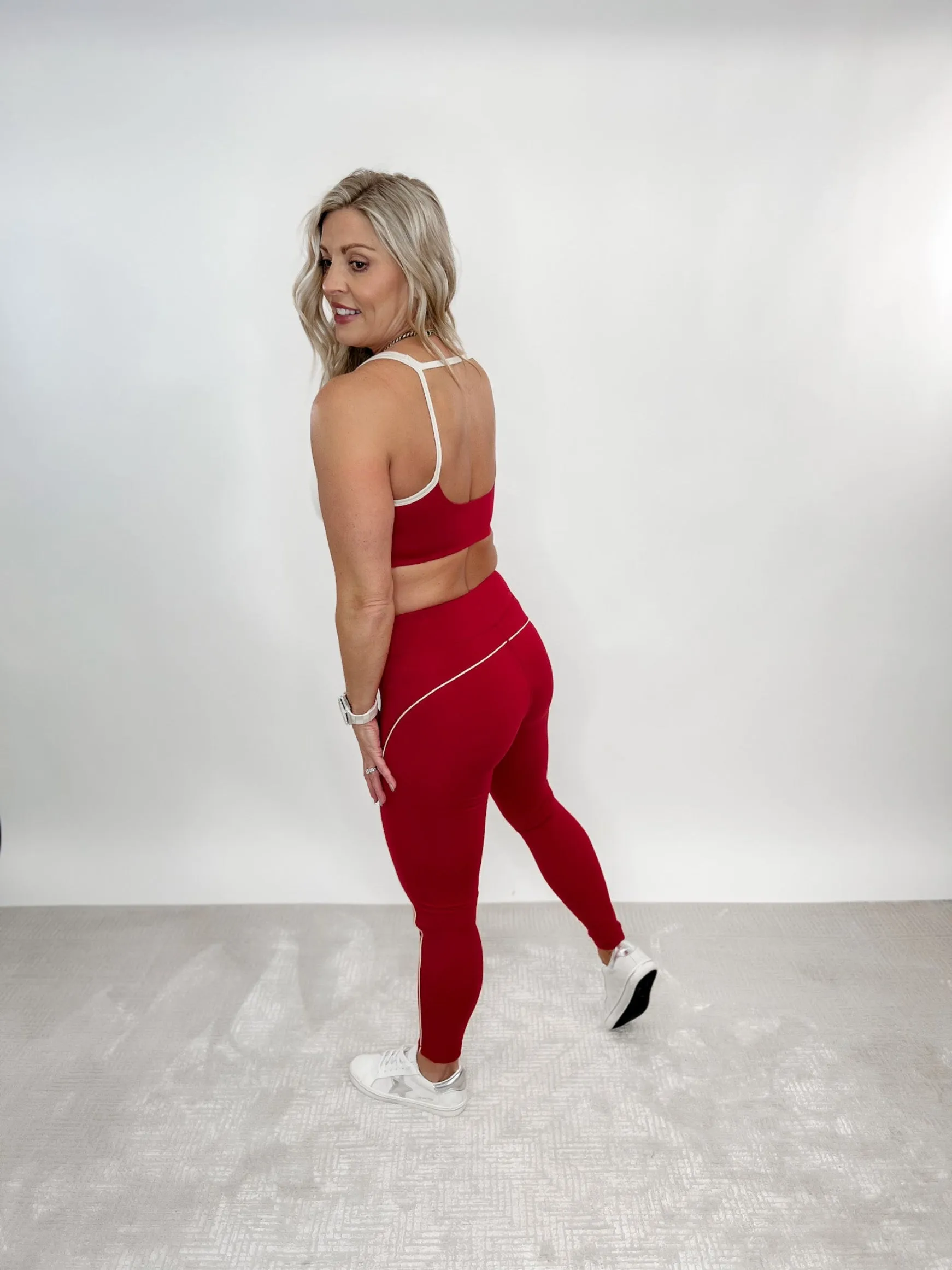 Hitting the Pavement Leggings, Red/Nude