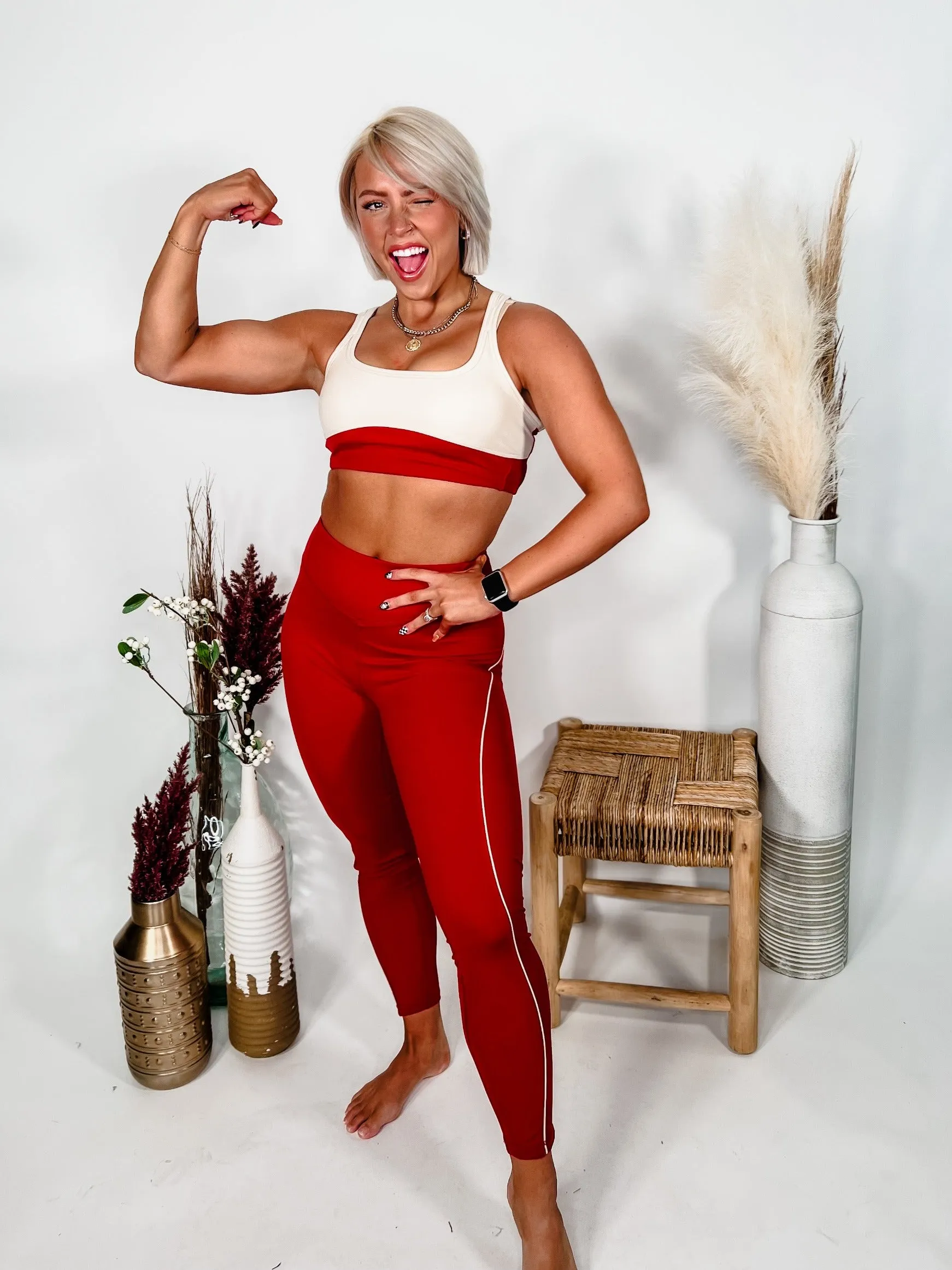 Hitting the Pavement Leggings, Red/Nude