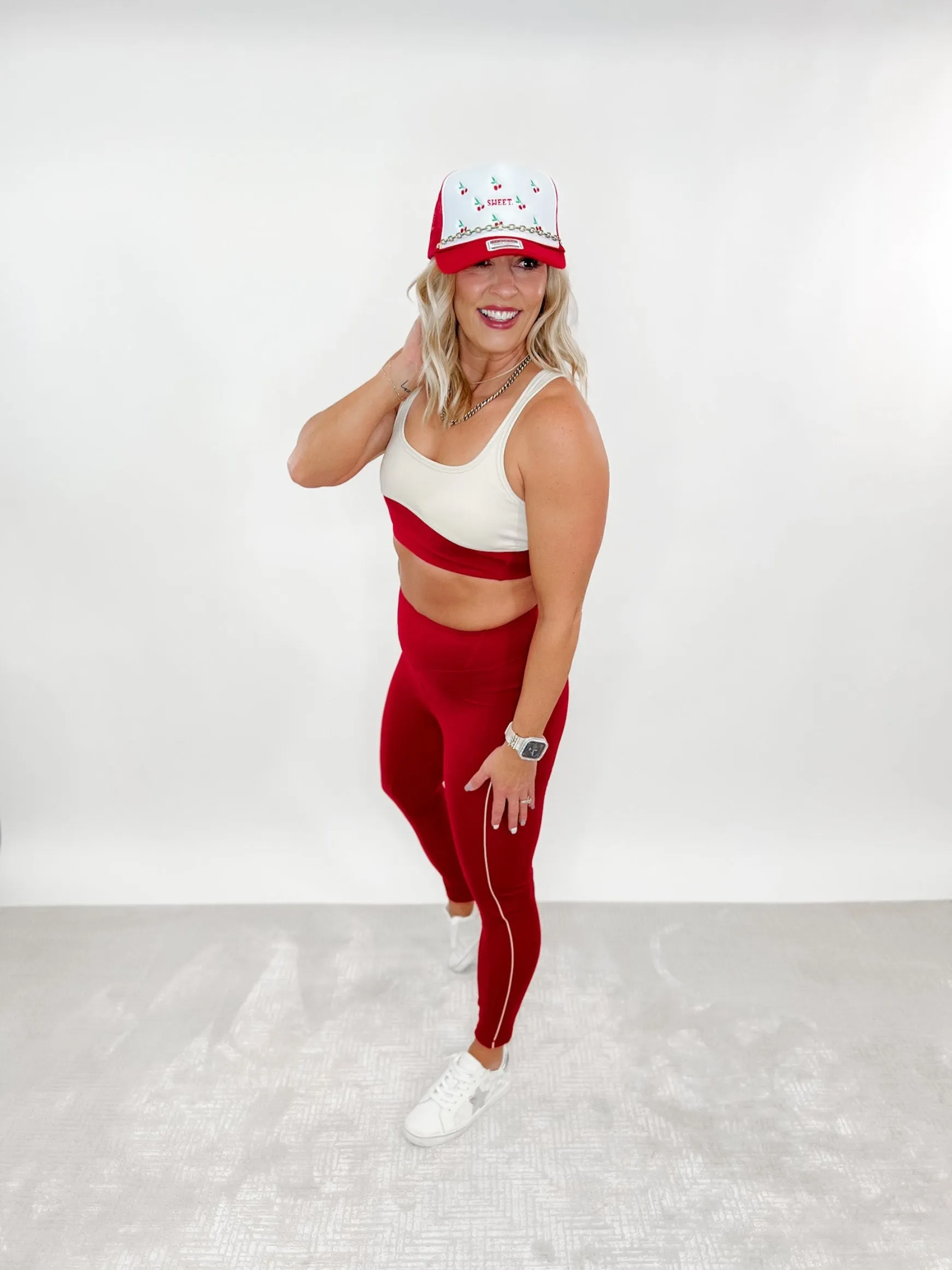 Hitting the Pavement Leggings, Red/Nude