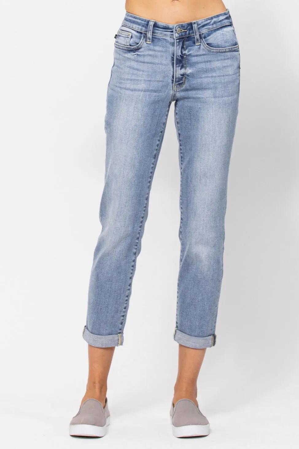 Judy Blue Midrise Light Wash Boyfriend Jeans