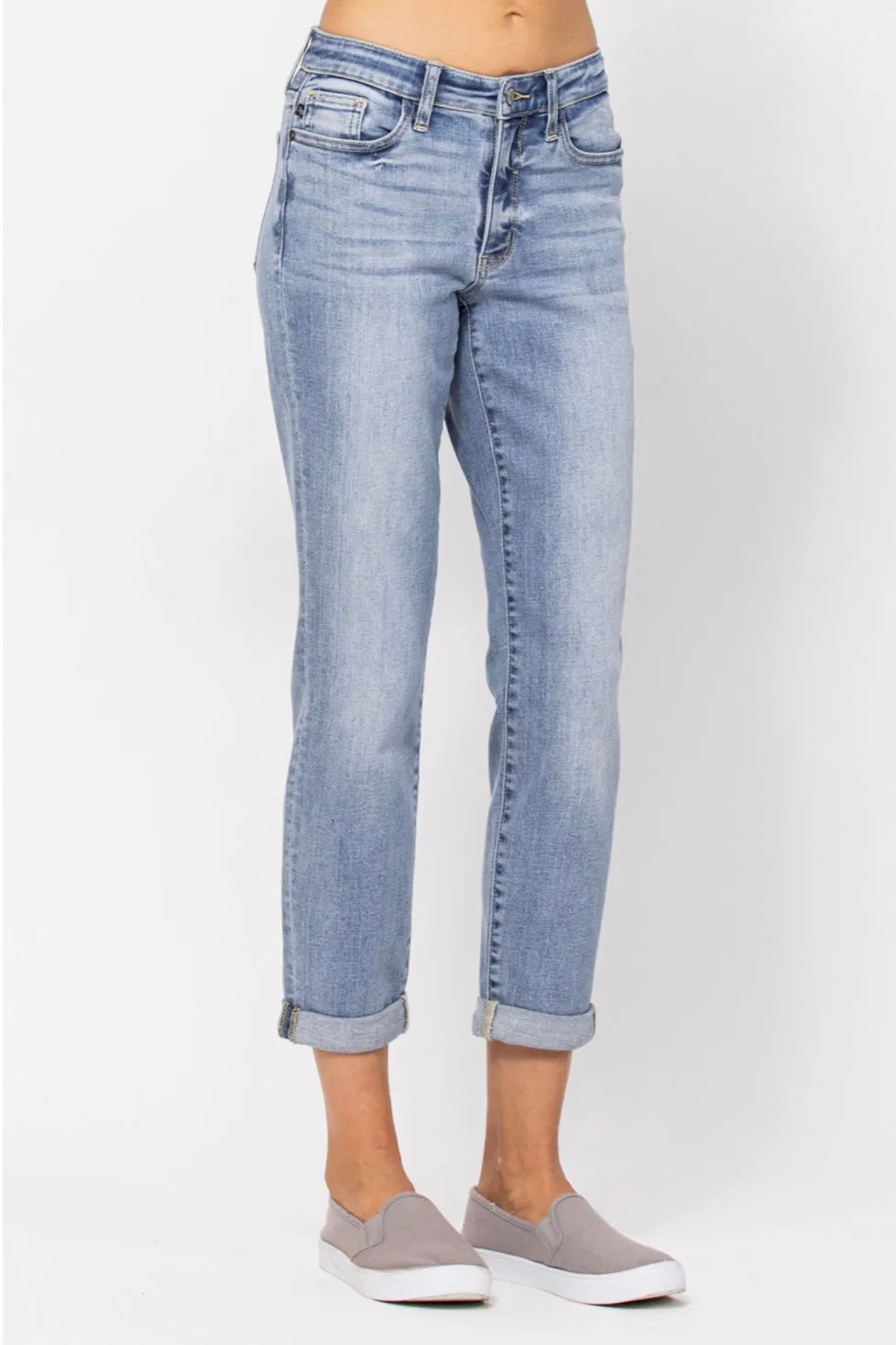 Judy Blue Midrise Light Wash Boyfriend Jeans