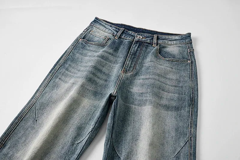 KSTUN Baggy Jeans Men Wide Leg Pants Light Blue Loose Jeans Stretch Male Denim Pants Streetwear Fashion Pockets Patchwork 2024