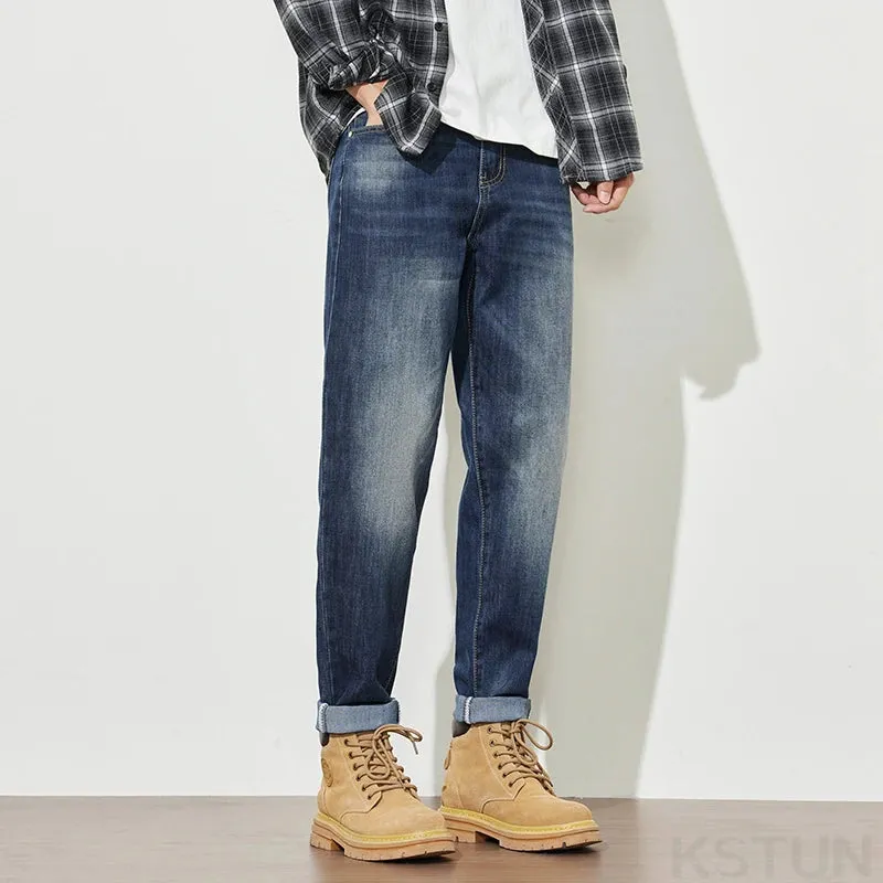 KSTUN Harem Pants For Men Jeans Stretch Slim Fit Blue Trousers Casaul Male Denim Pants Mens Clothing Tapered pantalones hombre