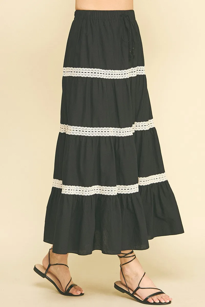 Lace Embroidered Tiered Skirt