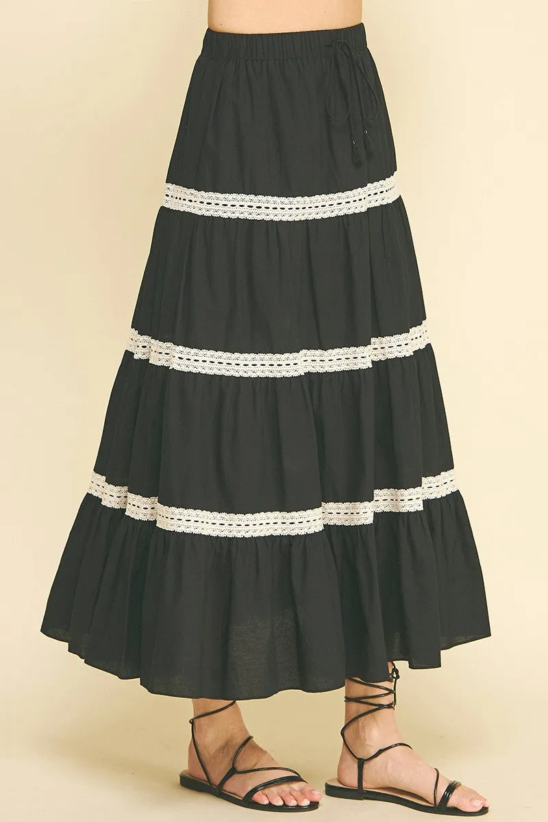 Lace Embroidered Tiered Skirt