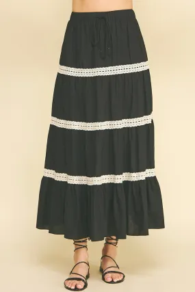 Lace Embroidered Tiered Skirt