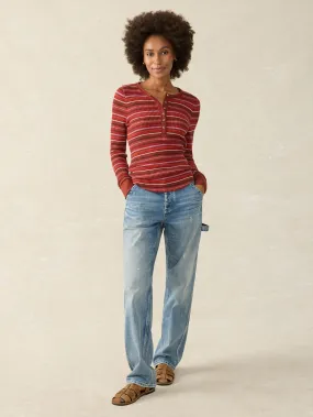 Legend™ Apres Waffle Henley - Sunset Ombre Stripe
