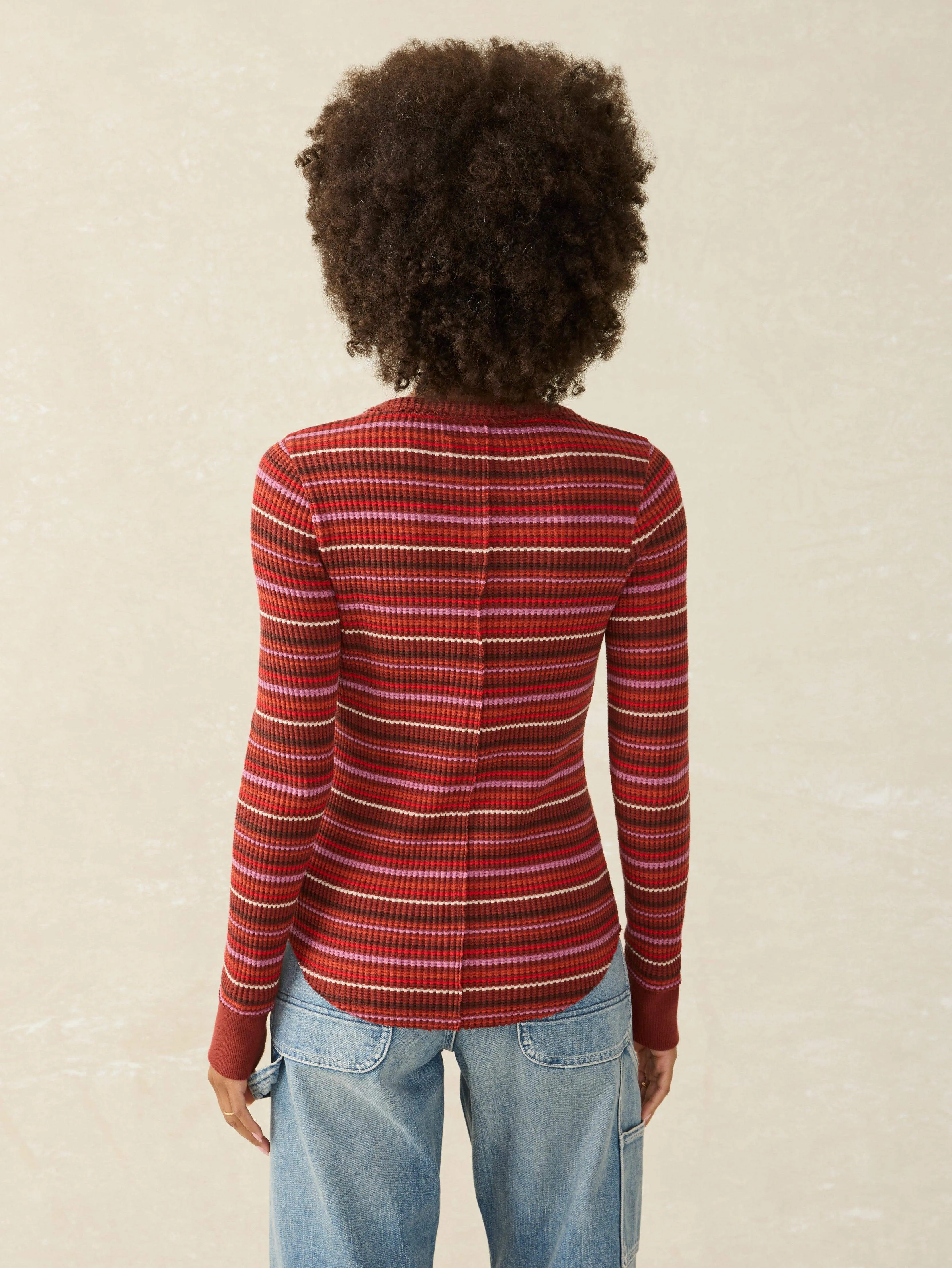 Legend™ Apres Waffle Henley - Sunset Ombre Stripe