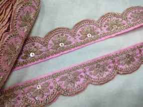 Light Pink Zardozi Scalloped Trim