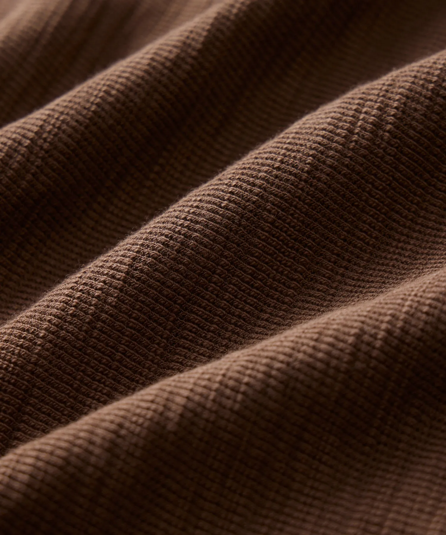 Lightweight Mini Waffle Henley in Toasted Brown