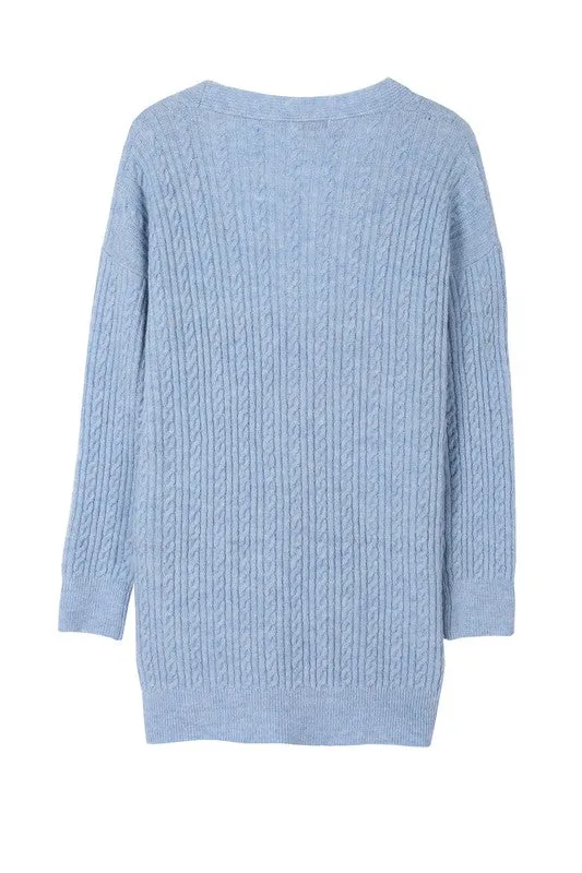 Lilou Wool blended cable knitted cardigan