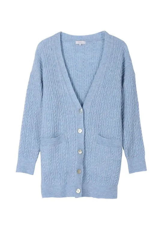 Lilou Wool blended cable knitted cardigan
