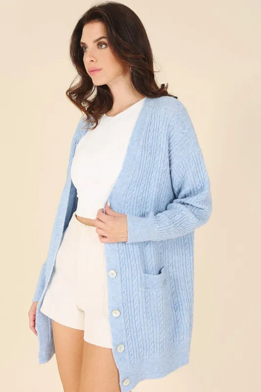 Lilou Wool blended cable knitted cardigan