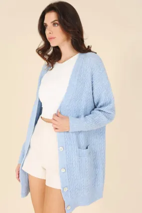 Lilou Wool blended cable knitted cardigan