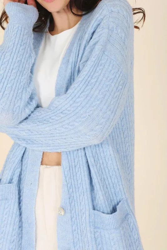 Lilou Wool blended cable knitted cardigan