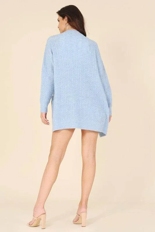 Lilou Wool Blended Cable V-Neck Long Sleeves Knitted Cardigan