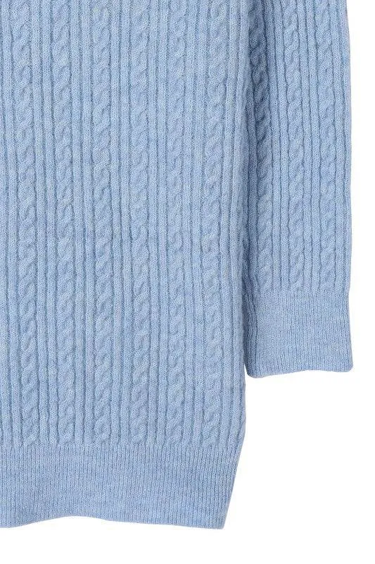 Lilou Wool Blended Cable V-Neck Long Sleeves Knitted Cardigan