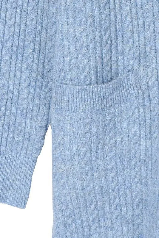 Lilou Wool Blended Cable V-Neck Long Sleeves Knitted Cardigan