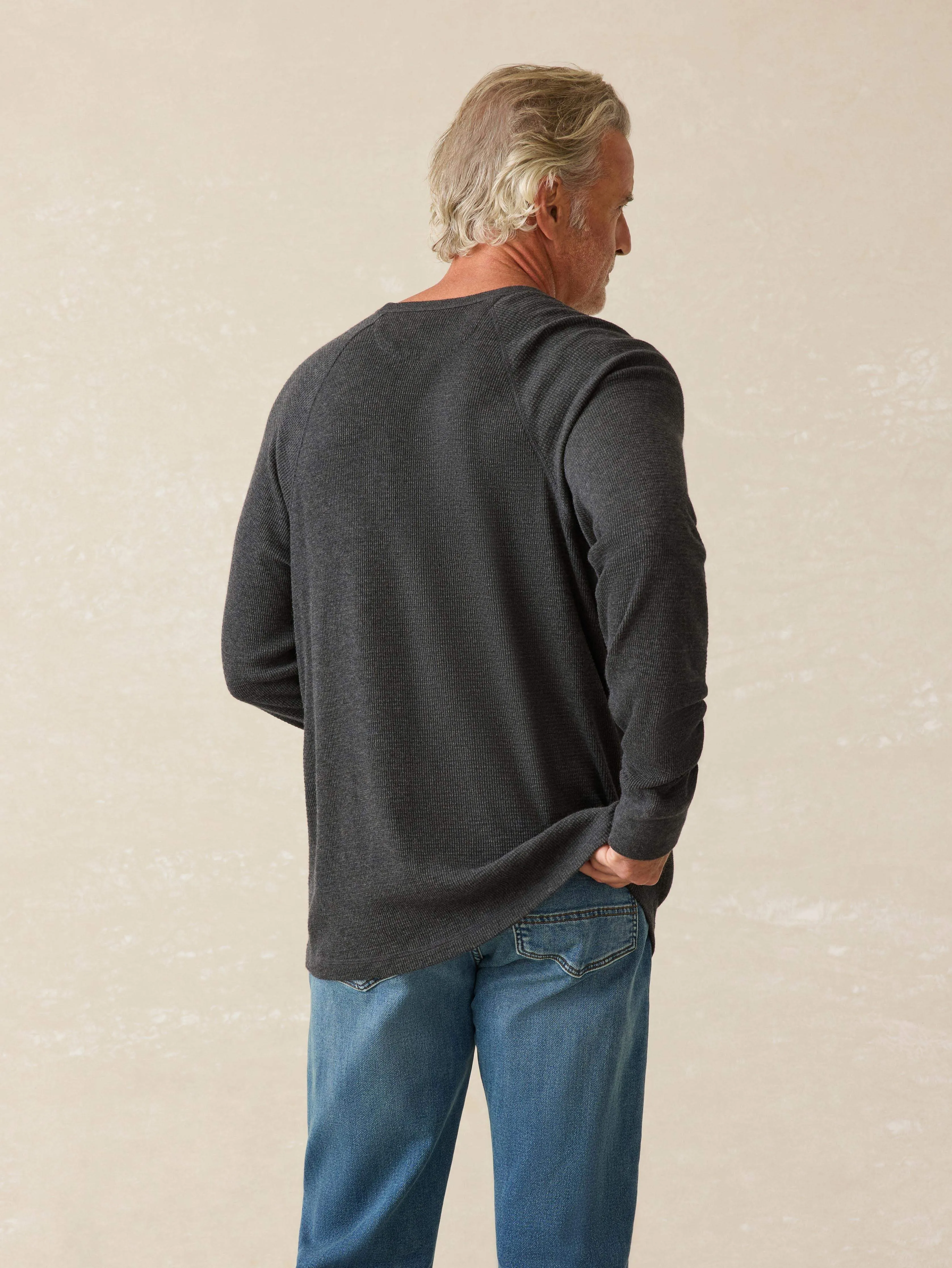 Long-Sleeve Cloud Waffle Crew - Charcoal Heather