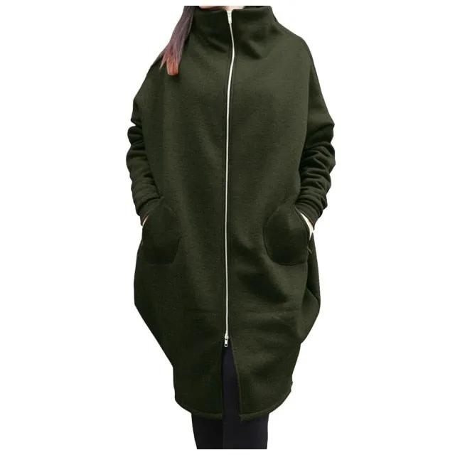 Loose Long Sleeve Zipper Hooded Oversized Windbreaker
