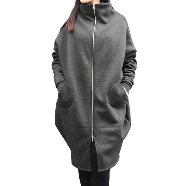 Loose Long Sleeve Zipper Hooded Oversized Windbreaker