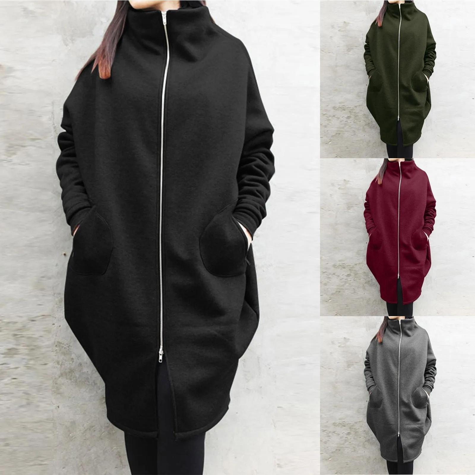 Loose Long Sleeve Zipper Hooded Oversized Windbreaker
