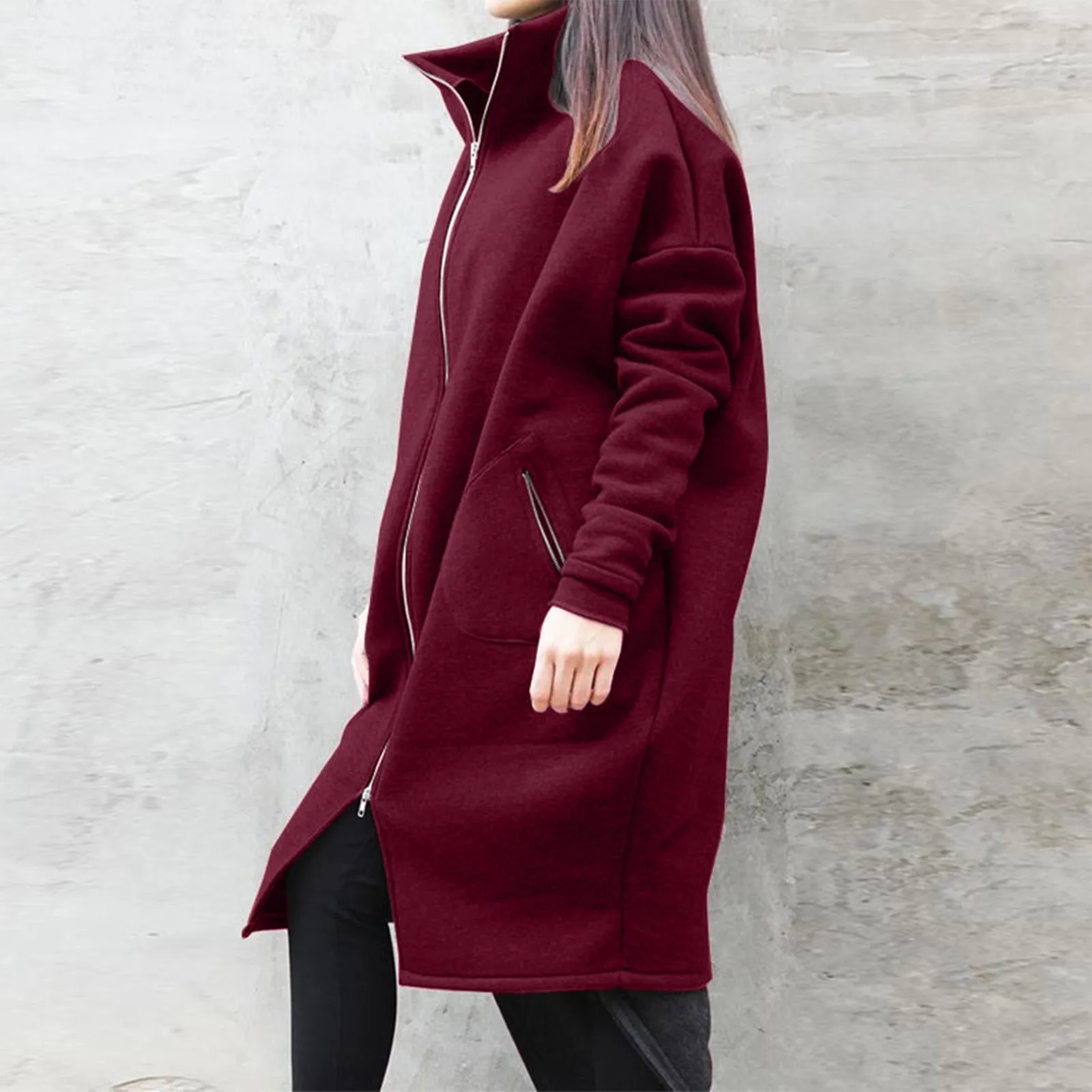 Loose Long Sleeve Zipper Hooded Oversized Windbreaker