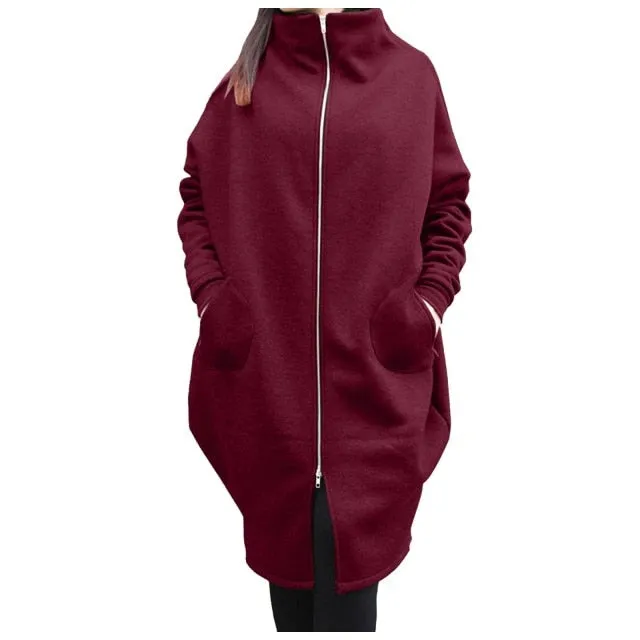 Loose Long Sleeve Zipper Hooded Oversized Windbreaker
