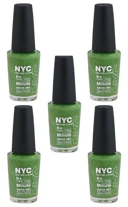 Lot Of 5 - Nyc New York In A Minute Quick Dry Nail Polish High Line Green #298