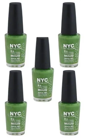 Lot Of 5 - Nyc New York In A Minute Quick Dry Nail Polish High Line Green #298