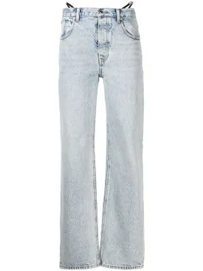 Low Rise Straight Leg Diamente Jeans