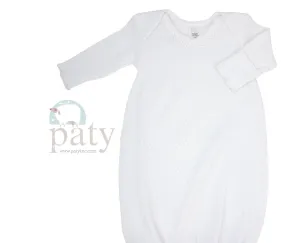 LS Lap Shoulder Day Gown - Guipure Lace - White/White   No Bow