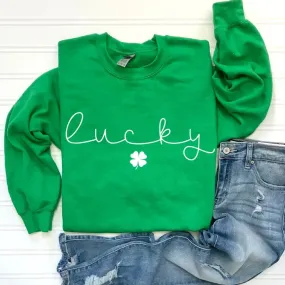Lucky Four Sleeve Clover Graphic Crewneck
