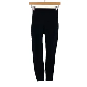 Lululemon Black Pleated Lace Side Panel Leggings- Size 4 (Inseam 24”)