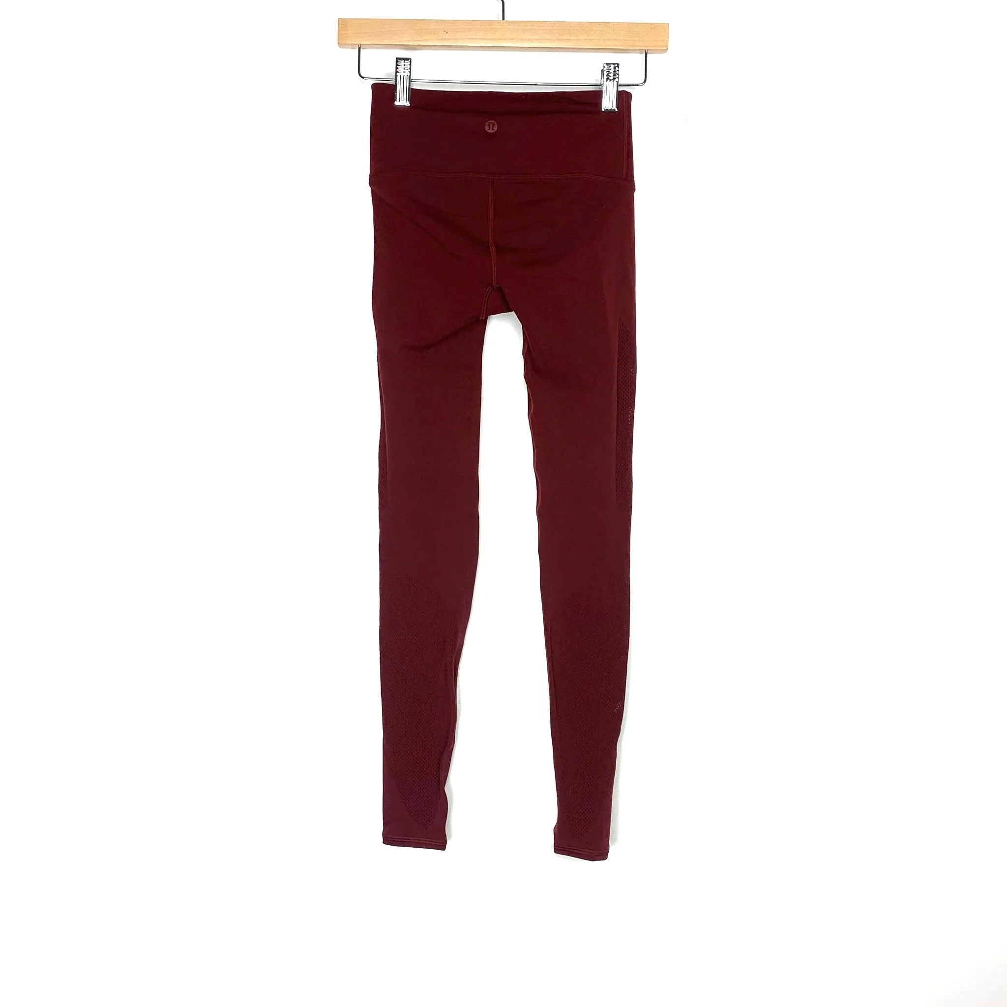 Lululemon Maroon Perforated Side Tight Like Leggings- Size XS (Inseam 24")