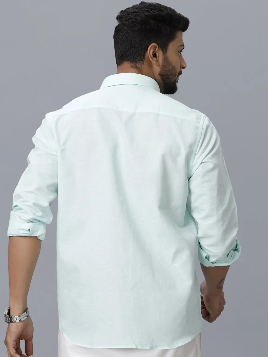 Men Linen Cotton Full Sleeves Shirt Sky Blue LF1