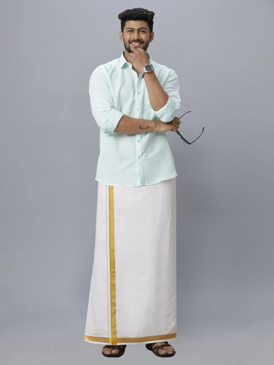 Men Linen Cotton Full Sleeves Shirt Sky Blue LF1