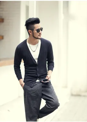 Men's Spring Thin Woolen Knitted Slim Cardigan