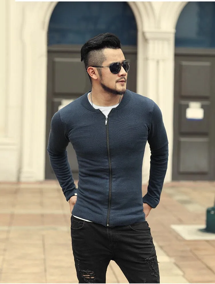 Men's Spring/Autumn European Style Cotton Knitted Slim Cardigan