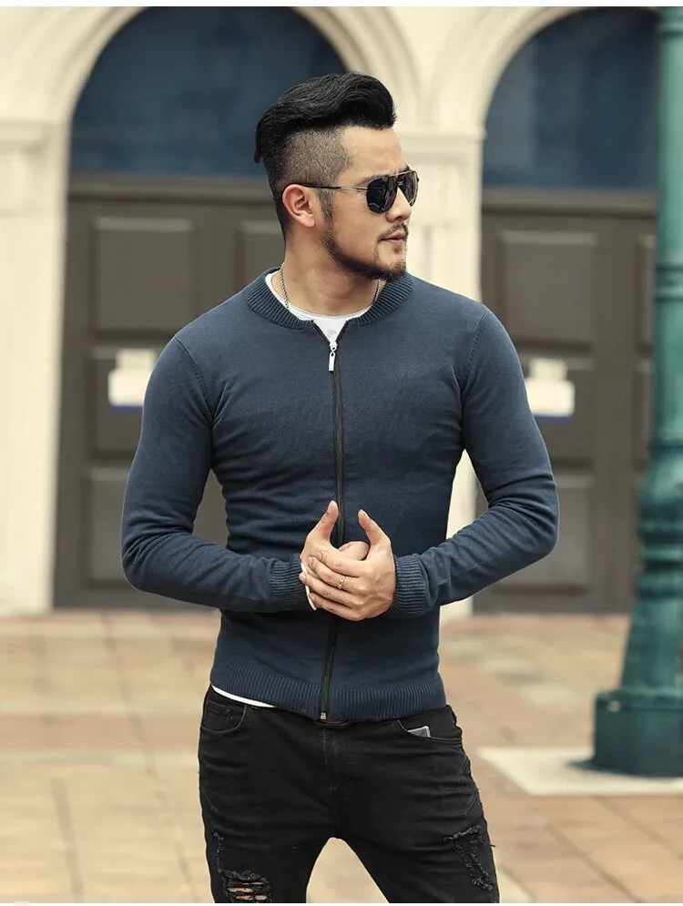 Men's Spring/Autumn European Style Cotton Knitted Slim Cardigan