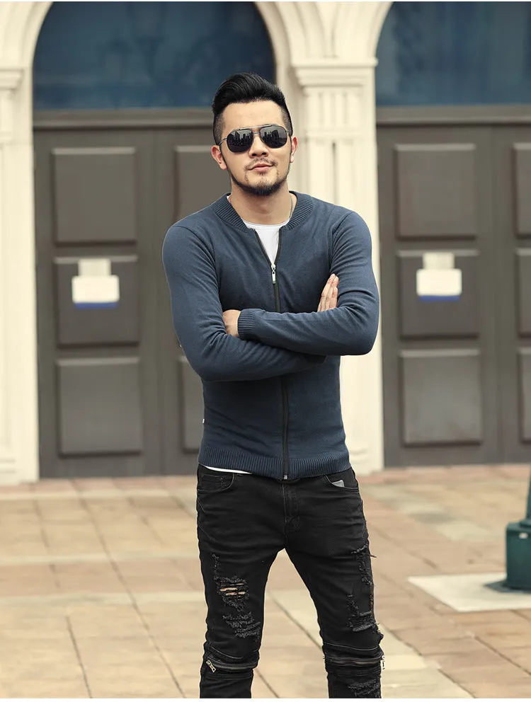 Men's Spring/Autumn European Style Cotton Knitted Slim Cardigan