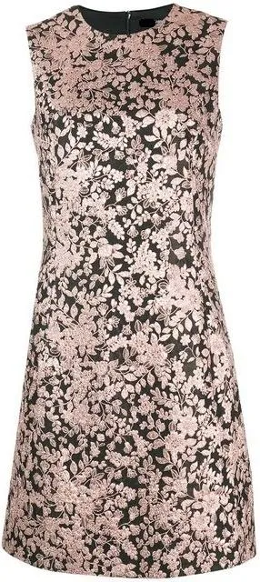 Metallic Floral-Jacquard Mini Dress
