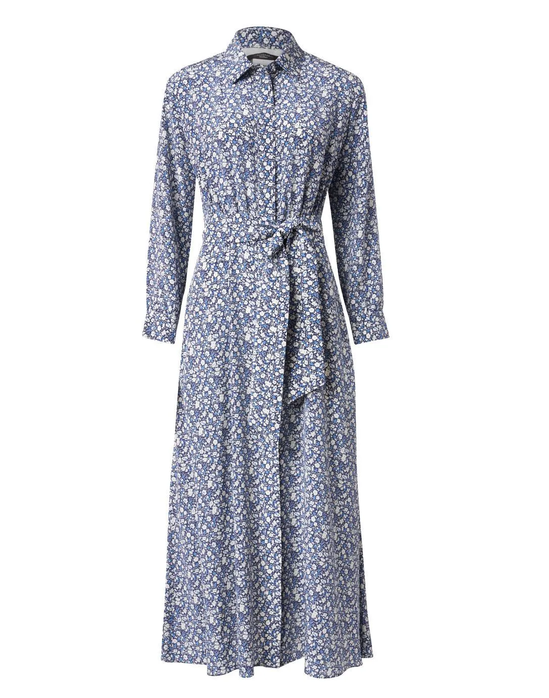 Miss Long Silk Printed Belted Shirt
