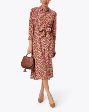 Miss Long Silk Printed Belted Shirt