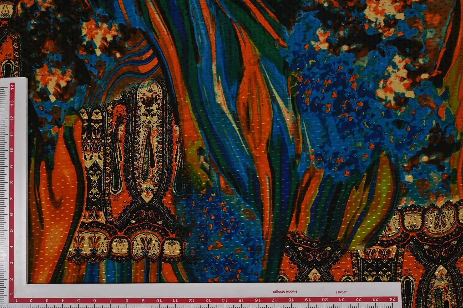 Multicolor Floral Printed Viscose Dobby Buta Fabric