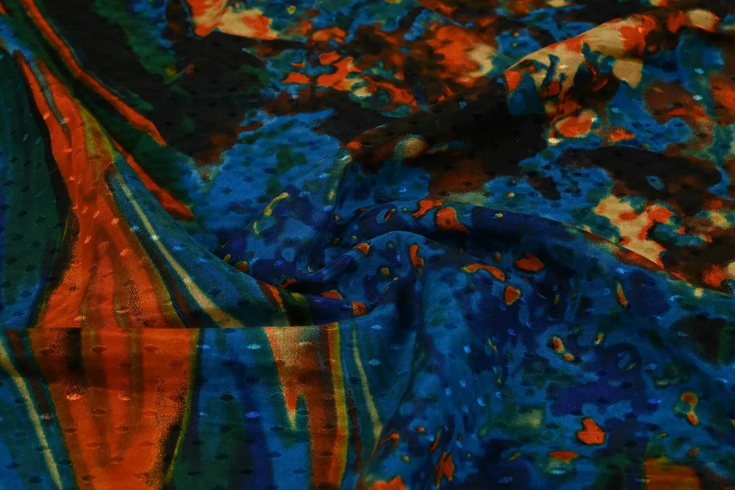Multicolor Floral Printed Viscose Dobby Buta Fabric