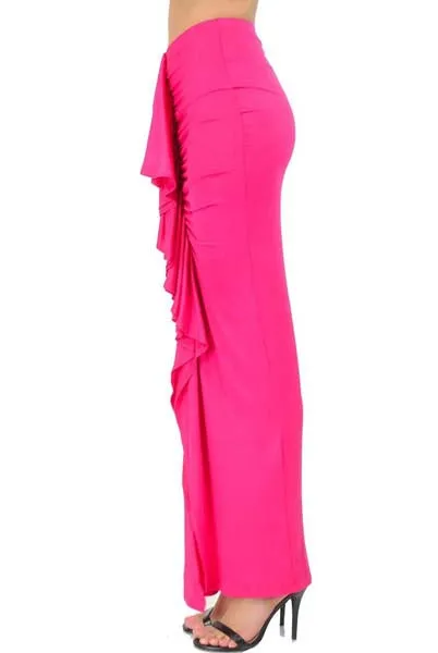 New Womens Fashion Style Ruffle Up Body Ruched Maxi Skirt
