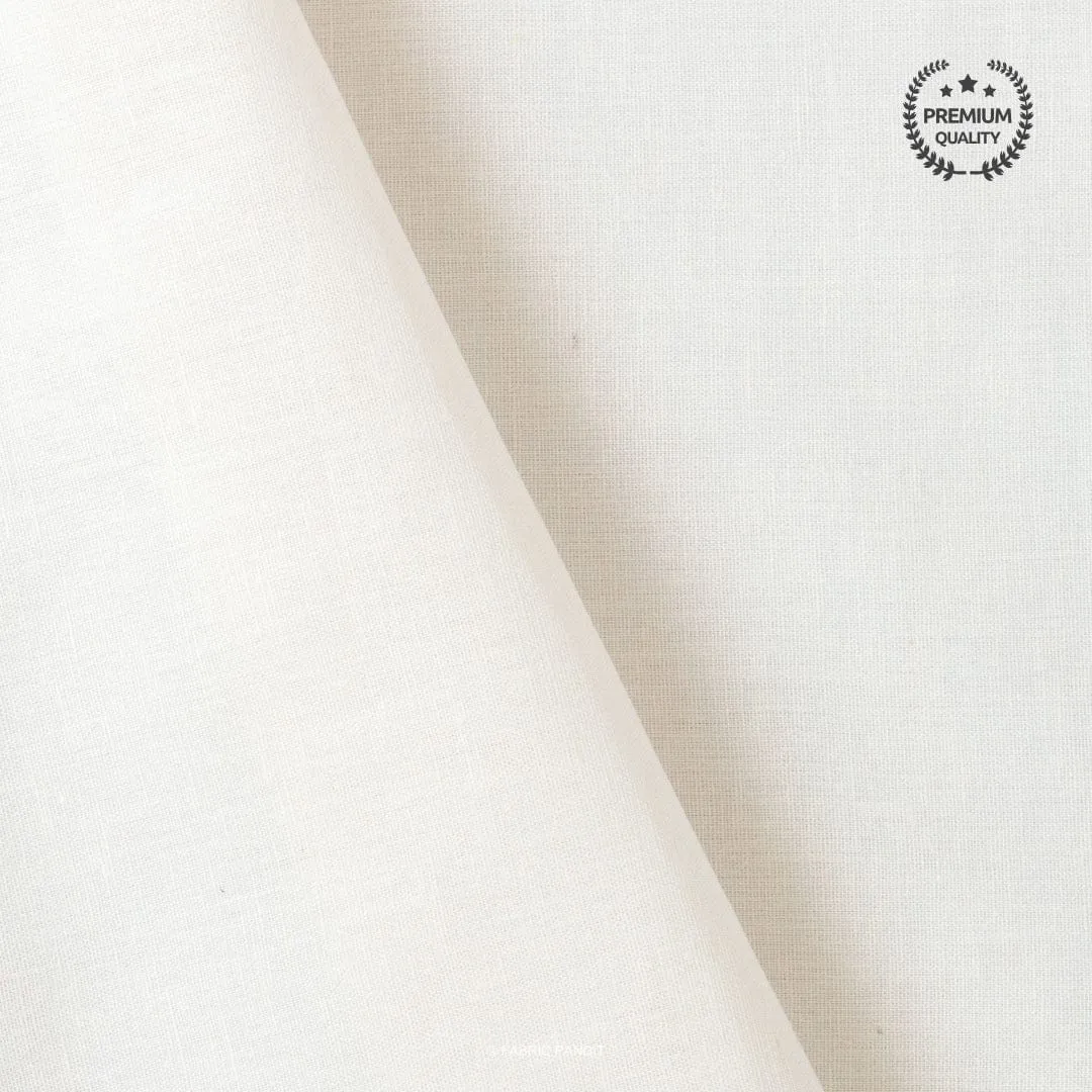 Off-White Color Pure Cotton Linen Fabric (Width 42 Inches)