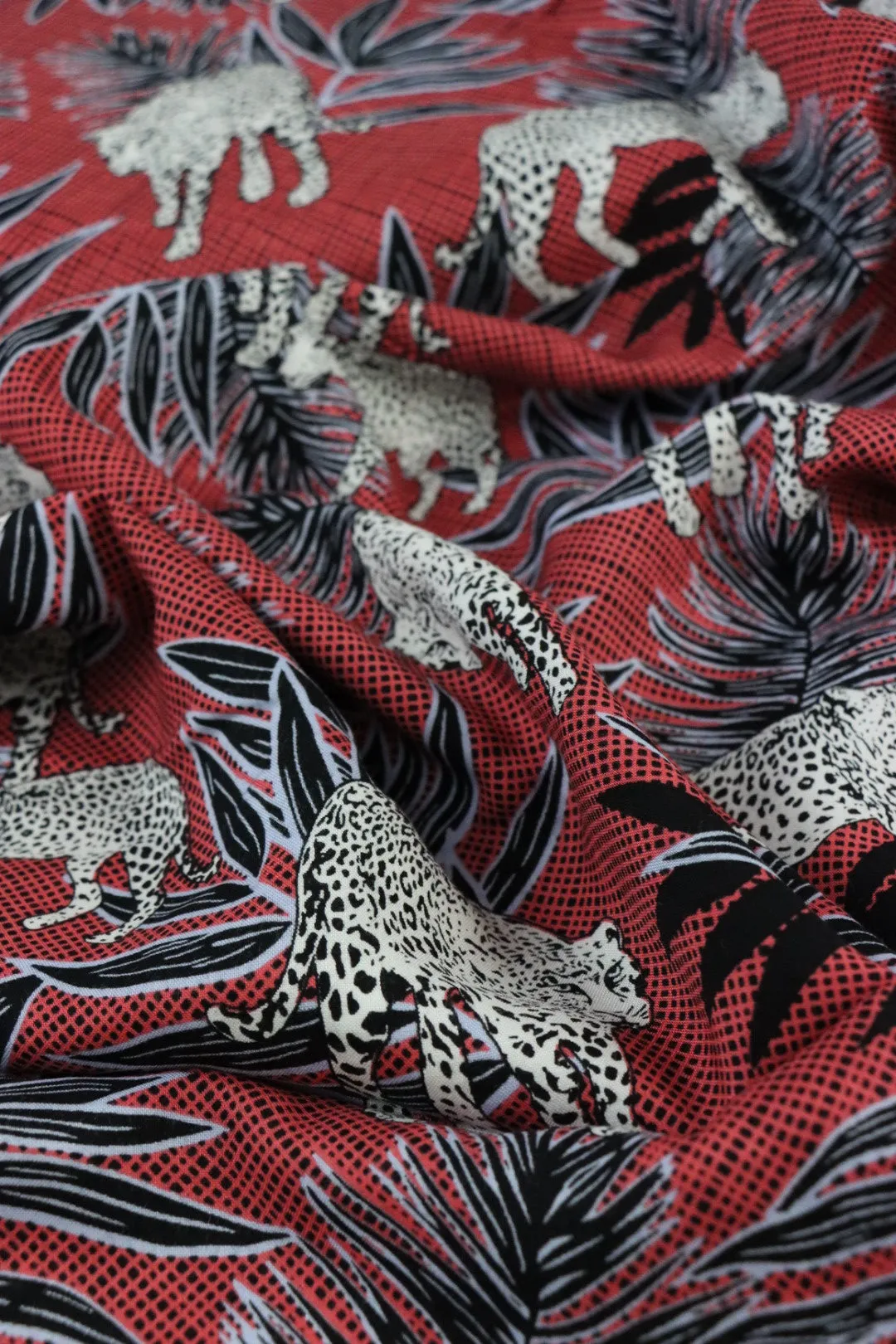 On The Prowl (Red) Rayon Challis